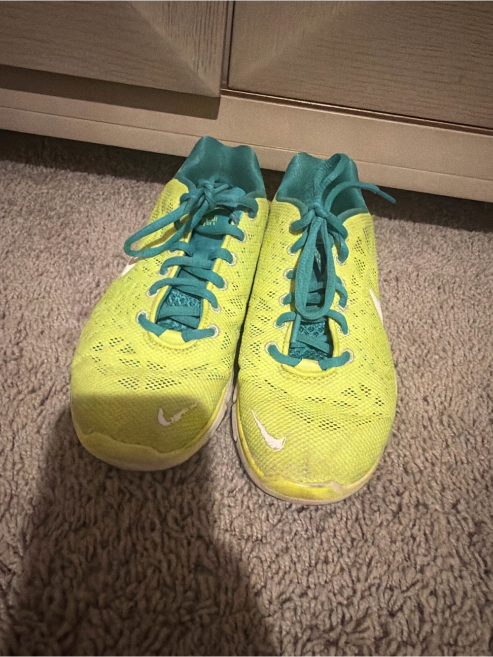 Nike Neon Yellow and Teal Women's Athletic Sneakers
